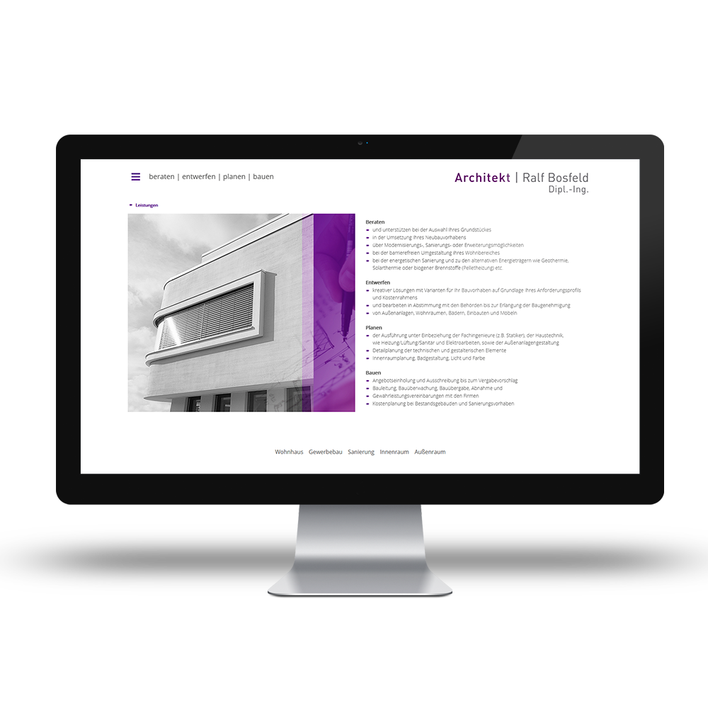 Calcanto Werbeagentur Referenz Architekt Bosfeld Webseite
